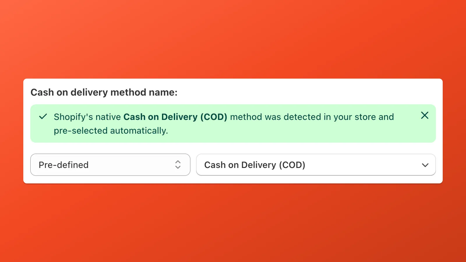 Payflow detected your Cash on Delivery payment method in Shopify